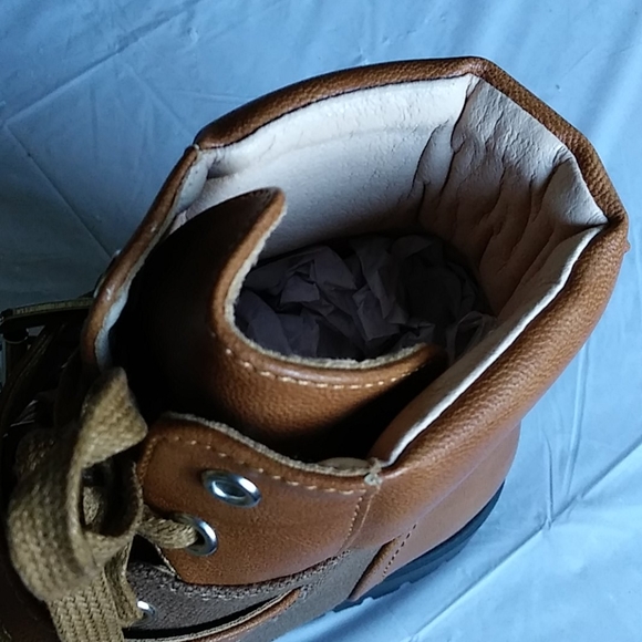 New Madigan Cognac/PU Combat Boot w Tw - Picture 11 of 12